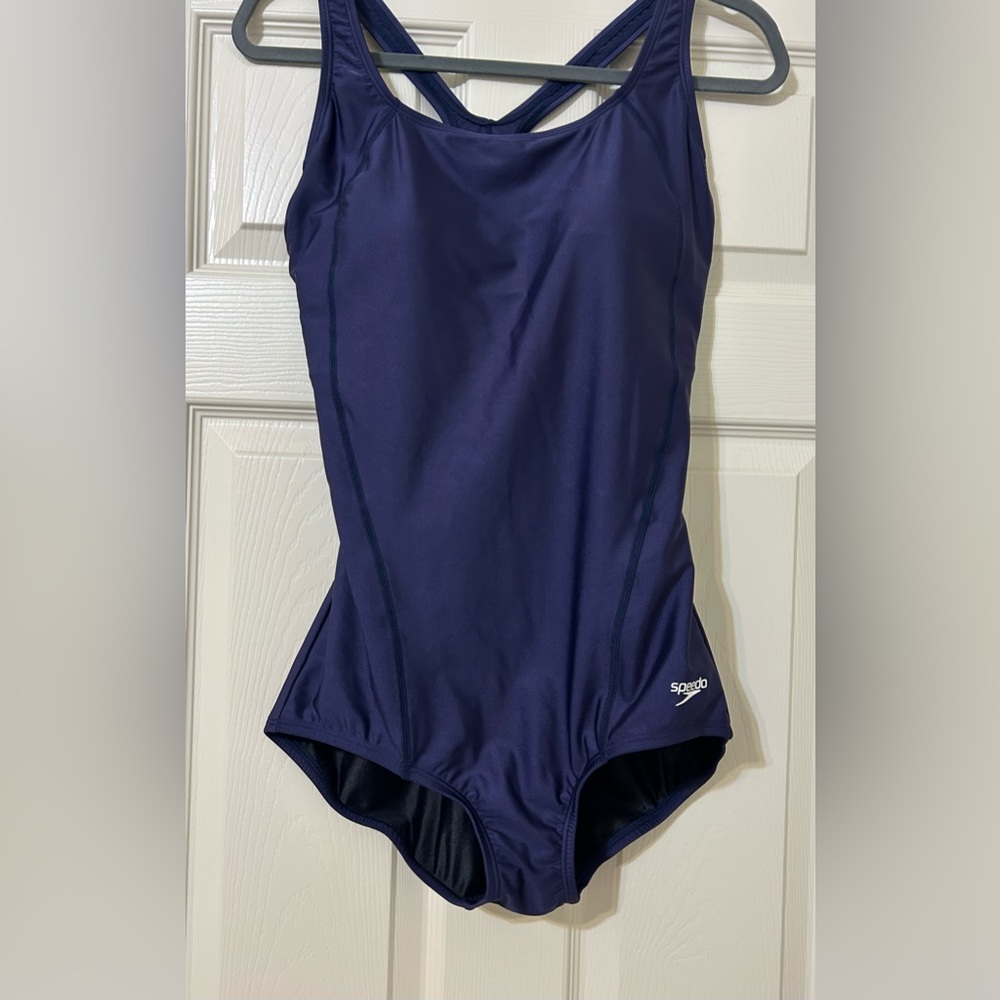 Speedo Navy Blue One-Piece Swimsuit.  New Without Tags